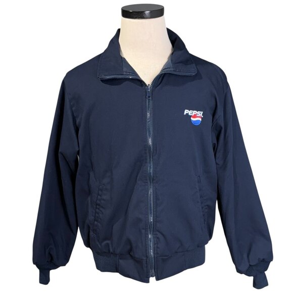Vintage Pepsi Riverside Navy Blue Jacket Medium 90s Thinsulate Insulation - Picture 1 of 9